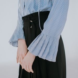 NEW* Pleated Cuff Poplin Shirt - Blue Stripes